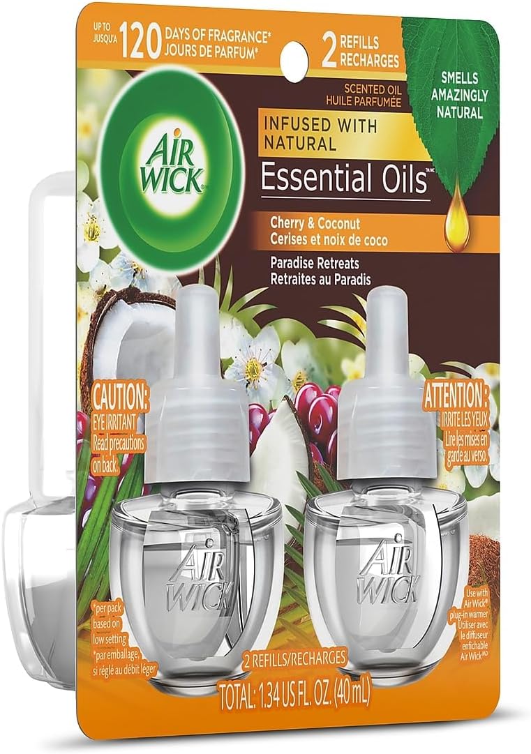 Air Wick Plug in Scented Oil Refill, 2ct, Paradise Retreat, Air Freshener, Essential Oils