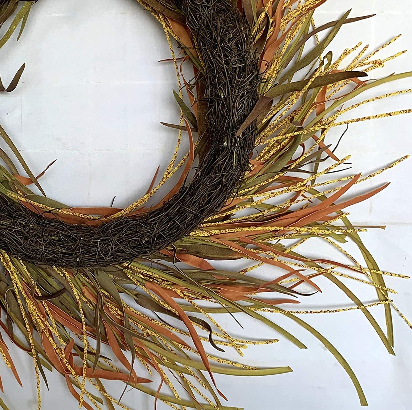 24 Inch Fall Front Foor Wreath, Orange Berries Leaves Grapevine Wreath for Farmhouse Window Hanging Home Decor