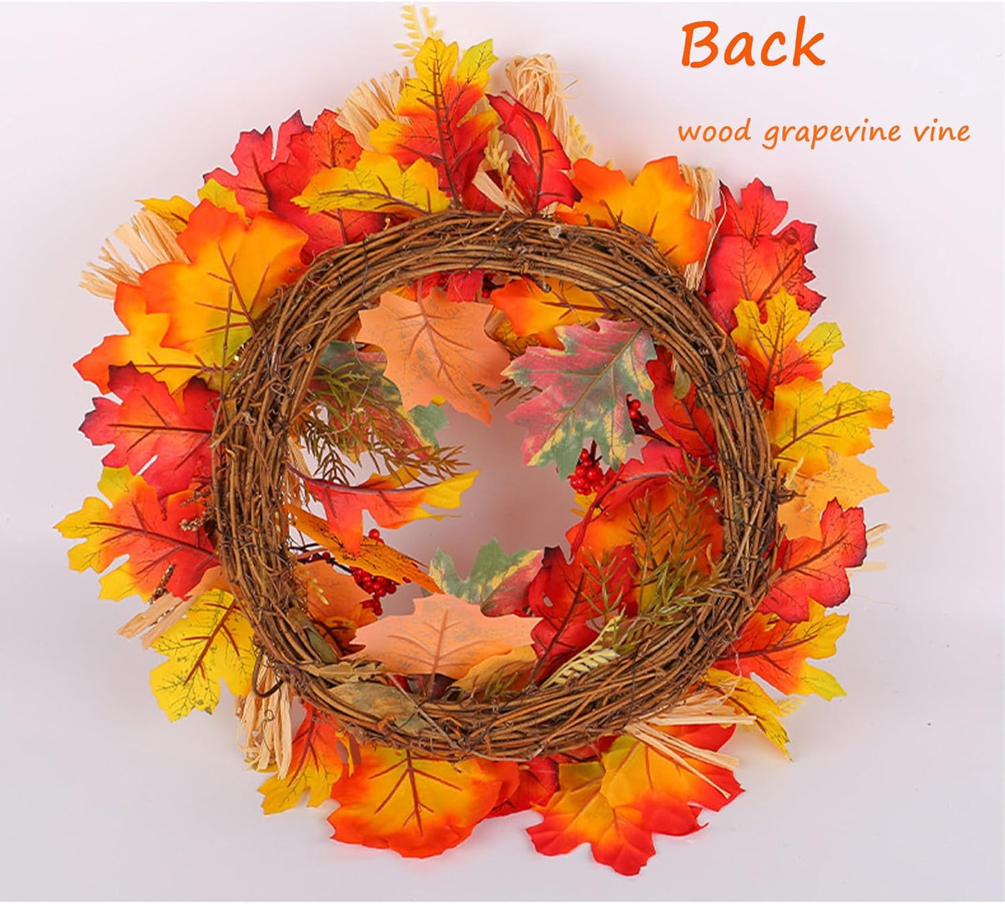 18Inch Fall Sunflower Wreaths, Fall Wreaths for Front Door, Artificial Pumpkins Wreaths, Fall Maple Leaves Wreaths, Artificial Autumn Harvest Wreath for Thanksgiving Day Indoor Outdoor Decorations